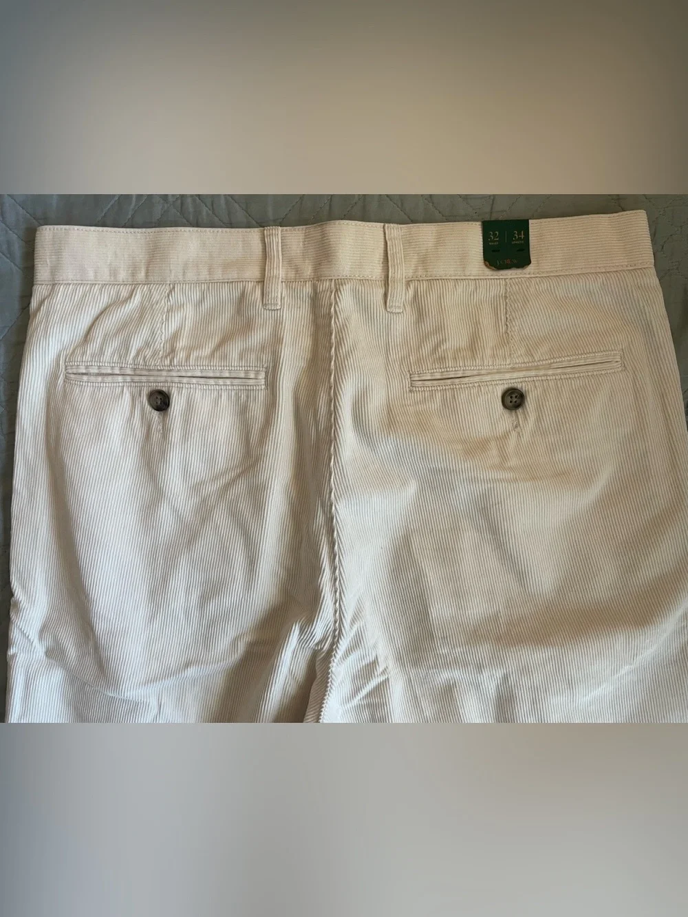 J. CREW Classic-fit pleated 14-wale corduroy trouser in Ivory Size 32 NWT CO455